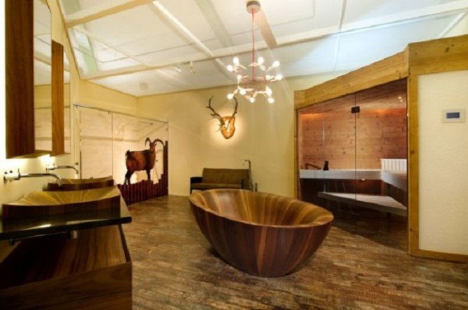 Thiết kế bồn gỗ sang trọng và thanh lịch cho phòng tắm