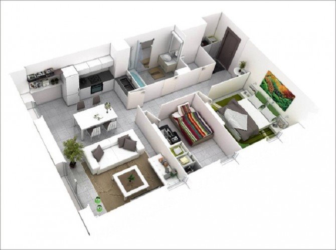Thiết kế căn hộ dành cho gia đình nhỏ diện tích 60m2