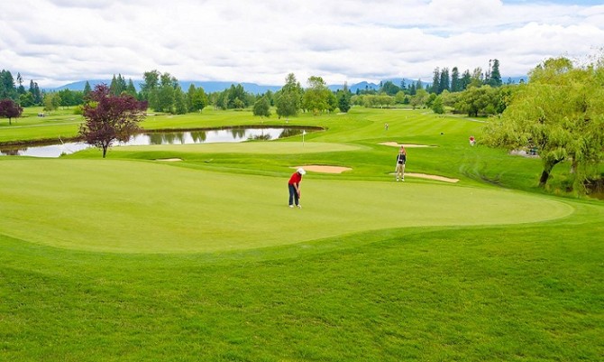 Quang cảnh xanh mát trong lành bên trong sân golf